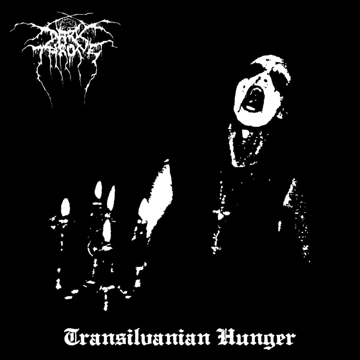 Black and white album cover featuring a grainy, high-contrast portrait of a hooded figure.