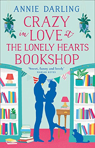 Book cover: couple silhouetted in a bookshop, pink and blue tones.