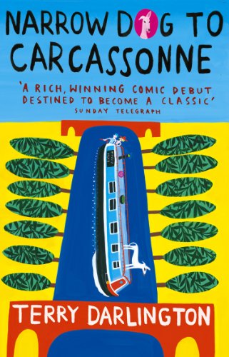 Book cover: colorful illustration of a narrowboat on a blue waterway.