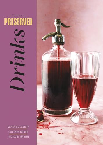 Book cover for “Preserved: Drinks” featuring a red beverage dispenser and glass.