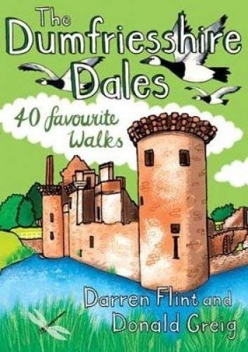 Book cover depicting a castle, birds, and dragonfly in Dumfriesshire.