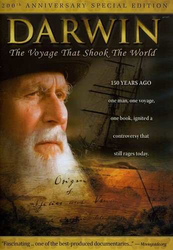 DVD cover featuring Charles Darwin, a sailing ship, and manuscript pages.