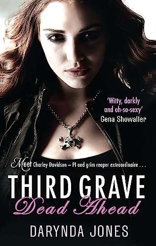 Book cover featuring a woman wearing a skull pendant, titled Third Grave Dead Ahead.