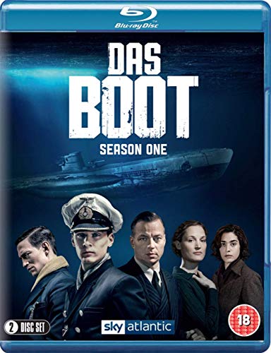 Das Boot" Season One Blu-ray cover with submarine and cast portraits.
