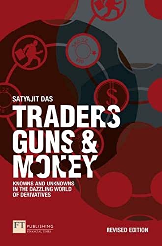 Book cover for Traders, Guns and Money with red background and circular abstract graphics.
