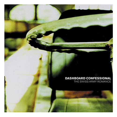 Album cover showing a car steering wheel with text Dashboard Confessional The Swiss Army Romance.