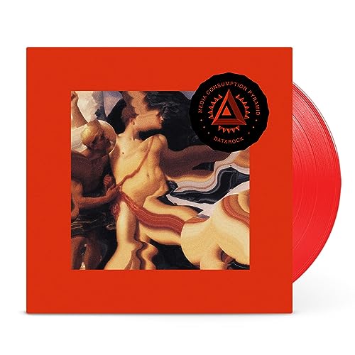 Red vinyl record with artwork depicting classical figures and a pyramid.