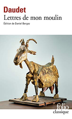 Book cover for Lettres de mon moulin by Daudet featuring a rustic goat sculpture.