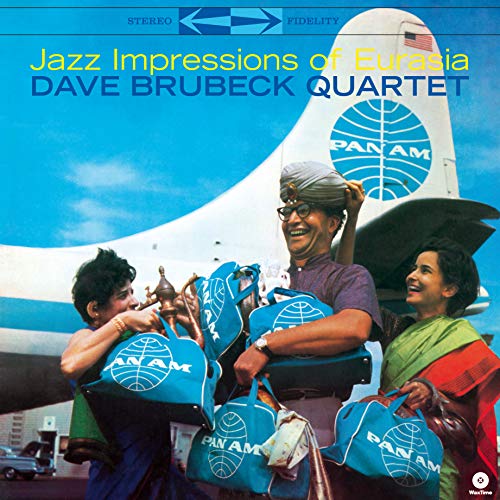 Album cover featuring three people with Pan Am bags in front of a plane.
