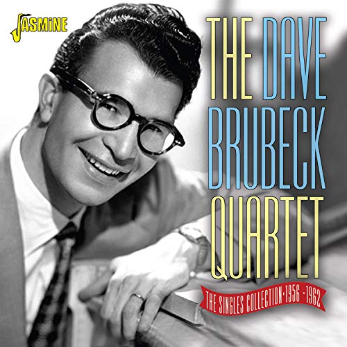 "CD cover with black and white photo of Dave Brubeck and colorful text overlay."