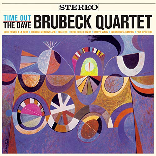 Album cover for Dave Brubeck’s “Time Out” with abstract, colorful shapes.