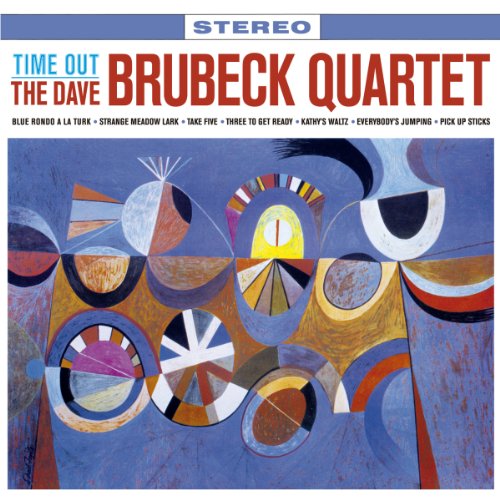 Dave Brubeck Quartet’s “Time Out” vinyl album cover, abstract geometric design.