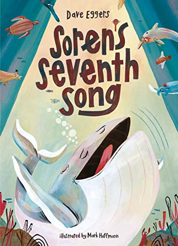Whale breaching with colorful fish and the book title "Soren's Seventh Song.