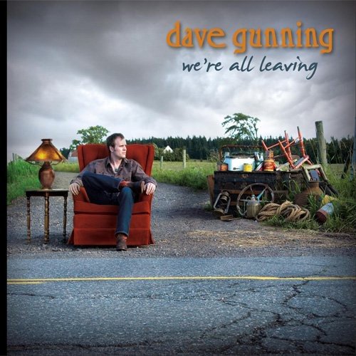 CD cover: Dave Gunning sits in a red chair by a rural road.