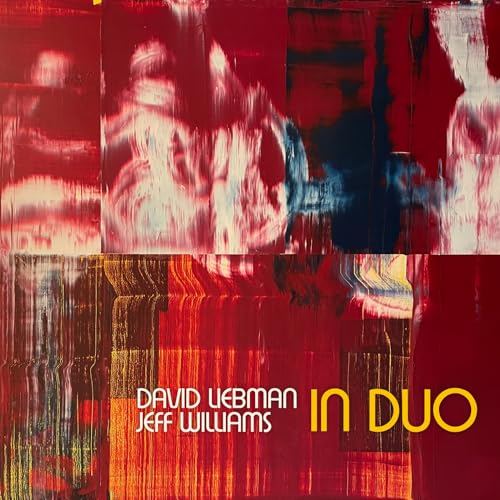 Vinyl record cover with abstract red and white painting, text “In Duo”.