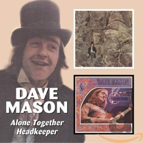 Dave Mason wearing a top hat with two smaller album cover images on beige background.