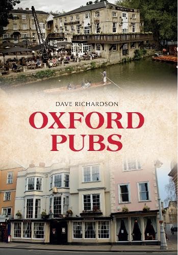 Book cover featuring Oxford pubs and a river with a rowing boat.