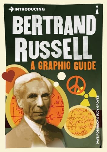 Book cover featuring a portrait of philosopher Bertrand Russell with symbolic graphics.