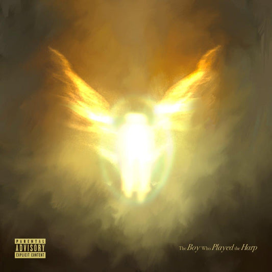 CD cover: glowing winged figure against a dark, textured background.