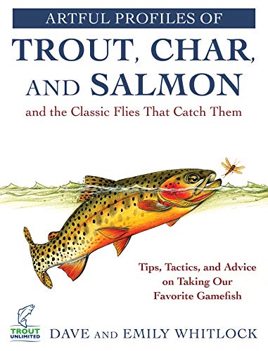 Book cover featuring a trout, a dragonfly, and fishing information.