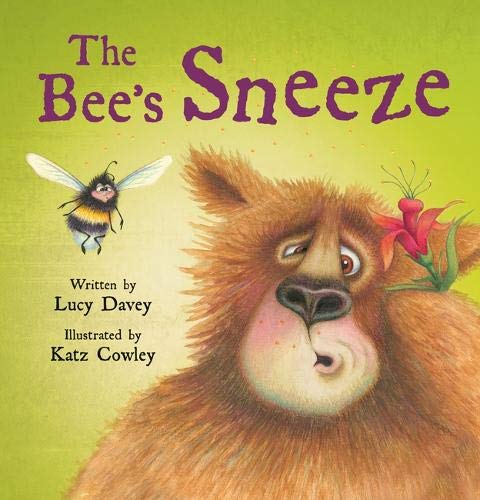 Book cover: a brown bear with a surprised expression and a small bee.