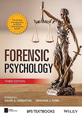 Book cover for "Forensic Psychology" third edition, featuring Lady Justice.