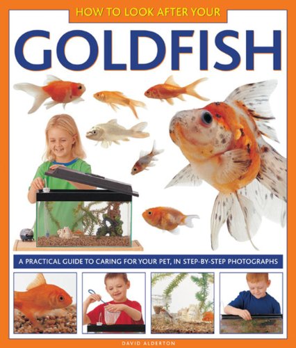 Book cover featuring goldfish, a fish tank, and children interacting with fish.