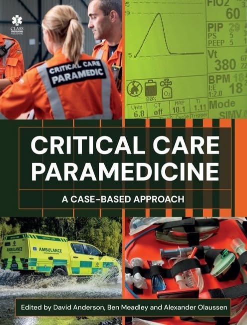 Book cover featuring paramedics, medical monitor data, an ambulance, and medical equipment.