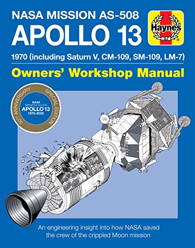 Book cover showing a technical diagram of the Apollo 13 spacecraft on blue background.