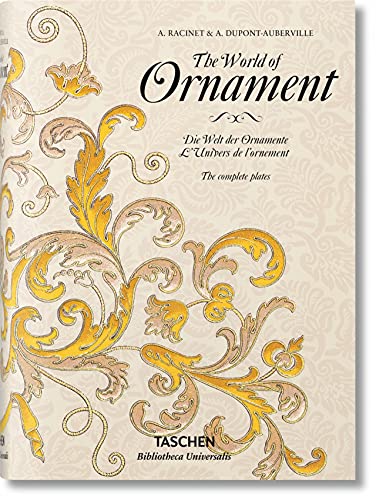 Book cover for The World of Ornament featuring gold floral patterns on cream background.