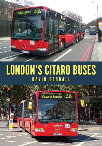 Red London Citaro buses on city streets, book cover illustration.