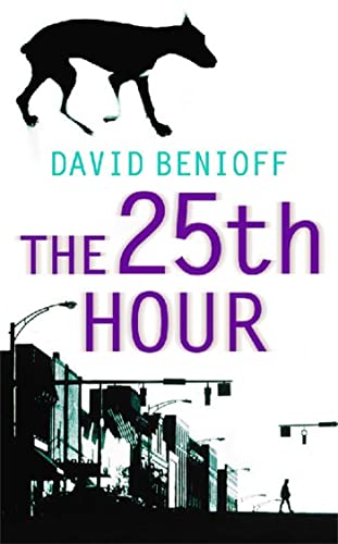 Book cover for "The 25th Hour" with a dog silhouette and city skyline.