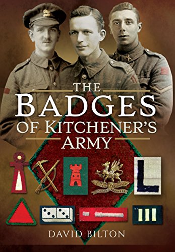 Book cover featuring three soldiers and military insignia, “The Badges of Kitchener’s Army.”