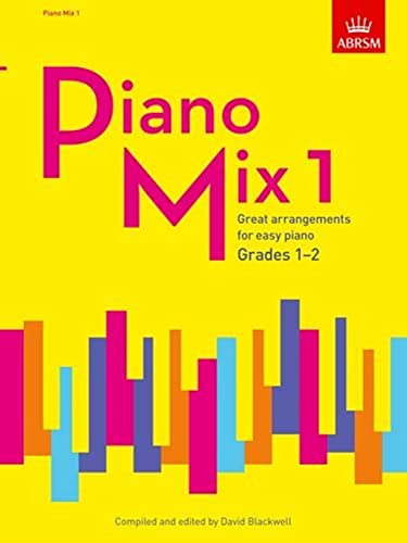 Yellow piano music book cover, “Piano Mix 1” in red lettering.