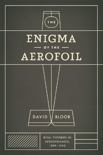 Book cover: "The Enigma of the Aerofoil" by David Bloor, dark gray background.