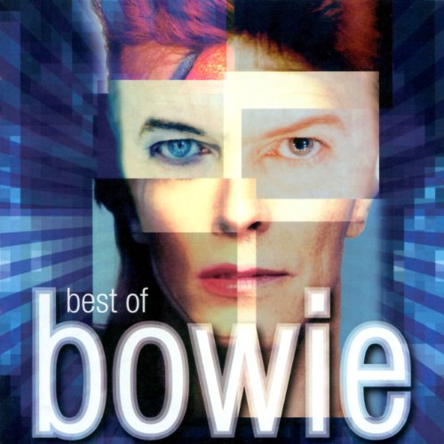 David Bowie album cover: fragmented portrait with blue and purple tones.