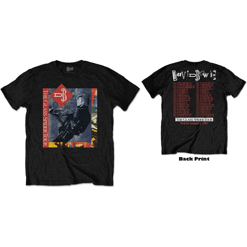 Black David Bowie t-shirt featuring album artwork from The Glass Spider Tour.