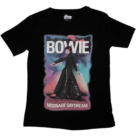 Medium-fit ladies t-shirt with faded Moonage Daydreams Bowie album artwork.
