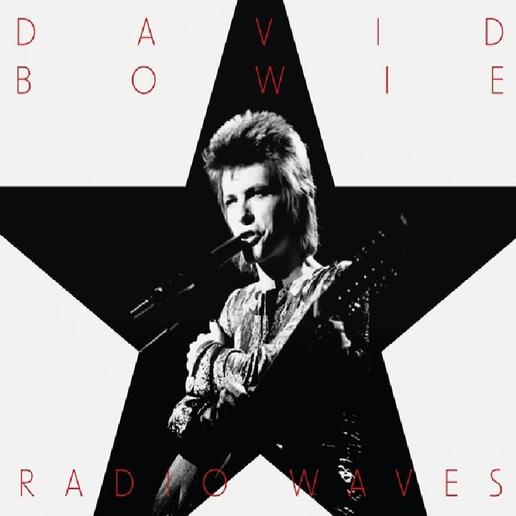 David Bowie's "Radio Waves" CD in jewel case, barcode visible.