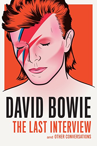 Book cover featuring an illustration of David Bowie with his iconic lightning bolt makeup.