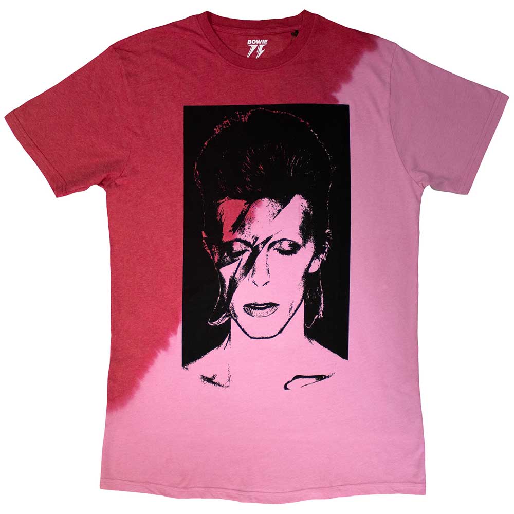 Medium unisex t-shirt featuring David Bowie’s Aladdin Sane lightning bolt face.