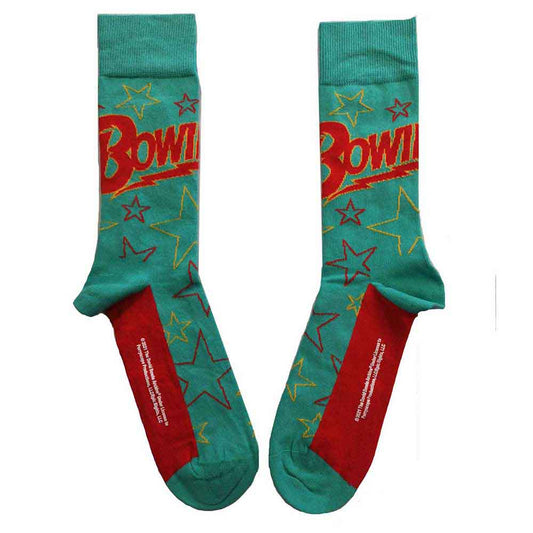 Black ankle socks featuring a white outline of the David Bowie star logo.