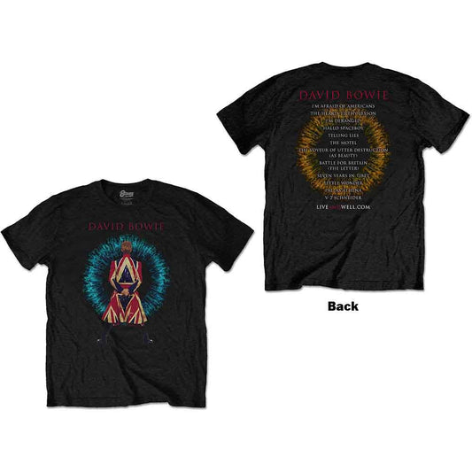 Black unisex t-shirt with large David Bowie back print, size XX-Large.