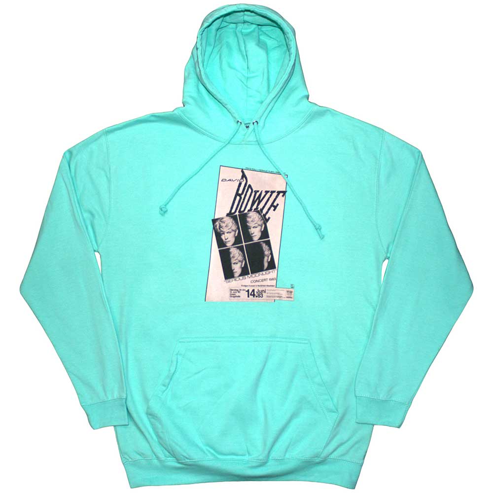 Gray unisex hoodie featuring David Bowie concert imagery from 1983, size XX-Large.