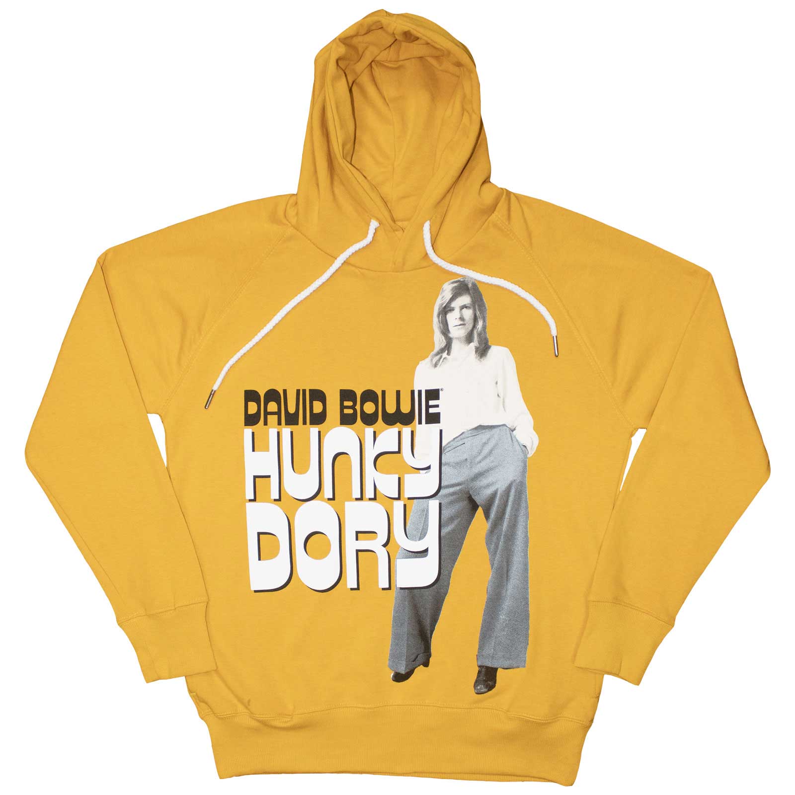 Dark pullover hoodie featuring David Bowie’s Hunky Dory 2 album artwork, size XXX-Large.
