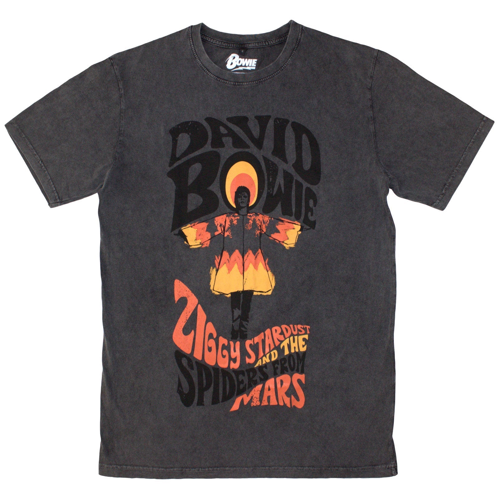Stone wash t-shirt featuring David Bowie as Ziggy Stardust, size small.