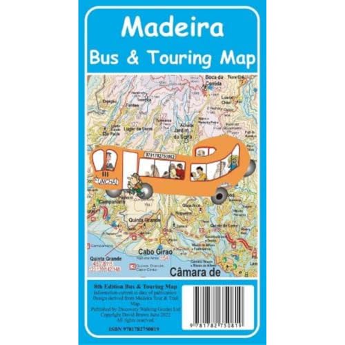 Madeira bus and touring map cover with illustrated bus and map detail.