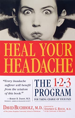 Book cover: "Heal Your Headache" with a stressed face and nails in ears.