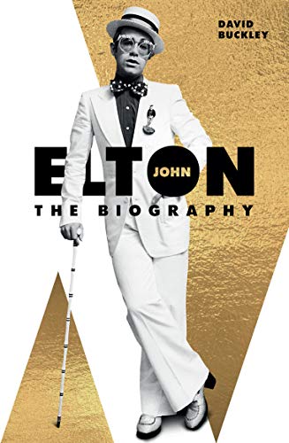 Book cover featuring Elton John in a white suit and sunglasses.