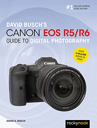 Book cover for David Busch's Canon EOS R5/R6 Guide to Digital Photography featuring a camera.
